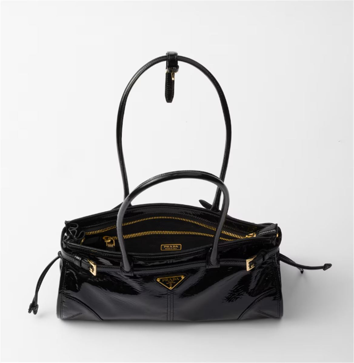 MEDIUM NAPLAK PATENT LEATHER HANDBAG -  PRADA -  Verso