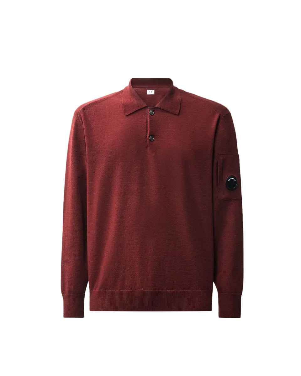Extrafine merino wool lens polo sweater