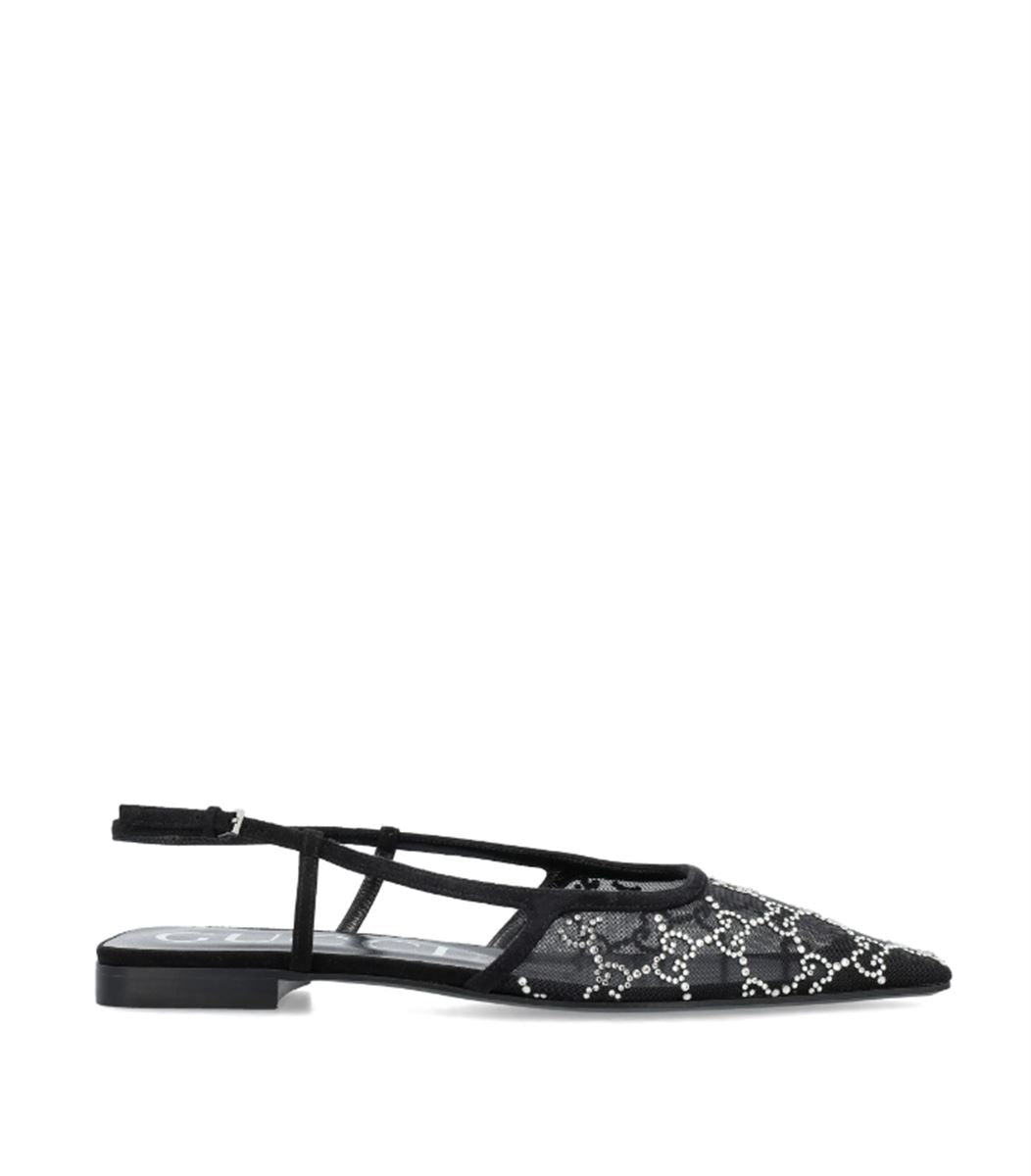 GG CRYSTAL-EMBELLISHED BALLERINA SHOES GUCCI