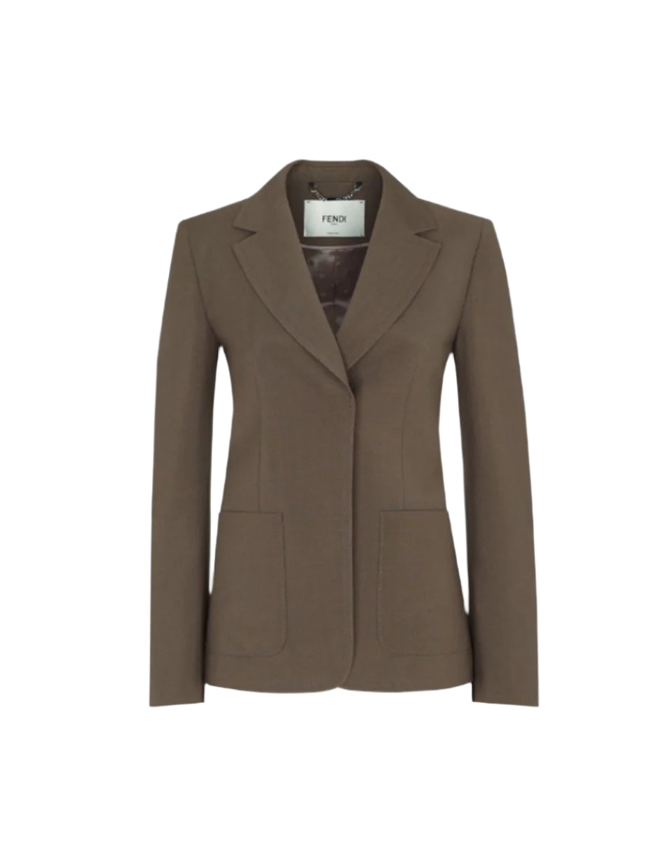 DARK GREEN WOOL AND MOHAIR BLAZER - FENDI - Verso