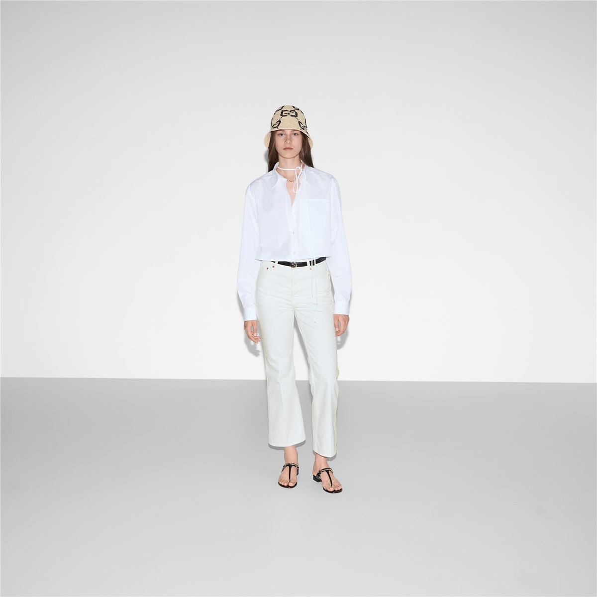 EMBOSSED COTTON POPLIN SHIRT -  GUCCI -  Verso