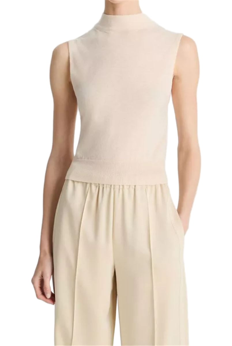 Wool-blend Sleeveless Mock-neck Sweater-VINCE-Verso