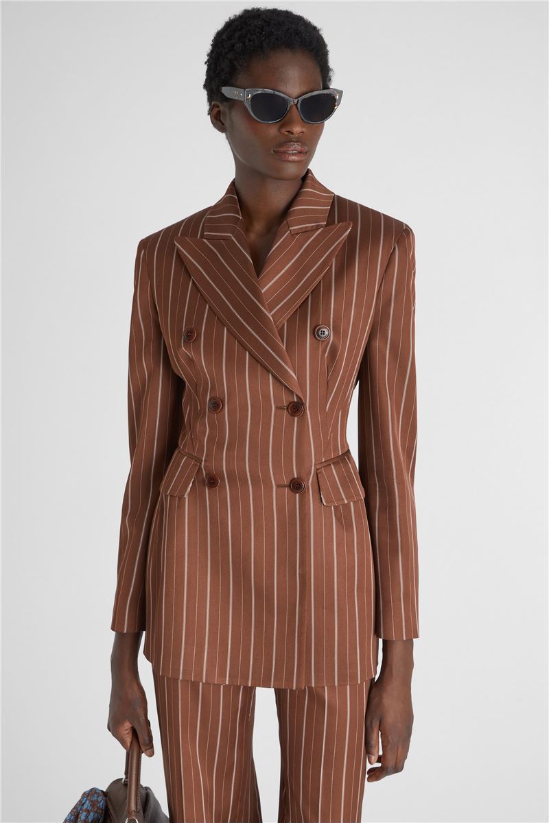 DOUBLE-BREASTED SCULPTURAL BLAZER WITH PINSTRIPE PATTERN -  ERMANNO SCERVINO -  Verso