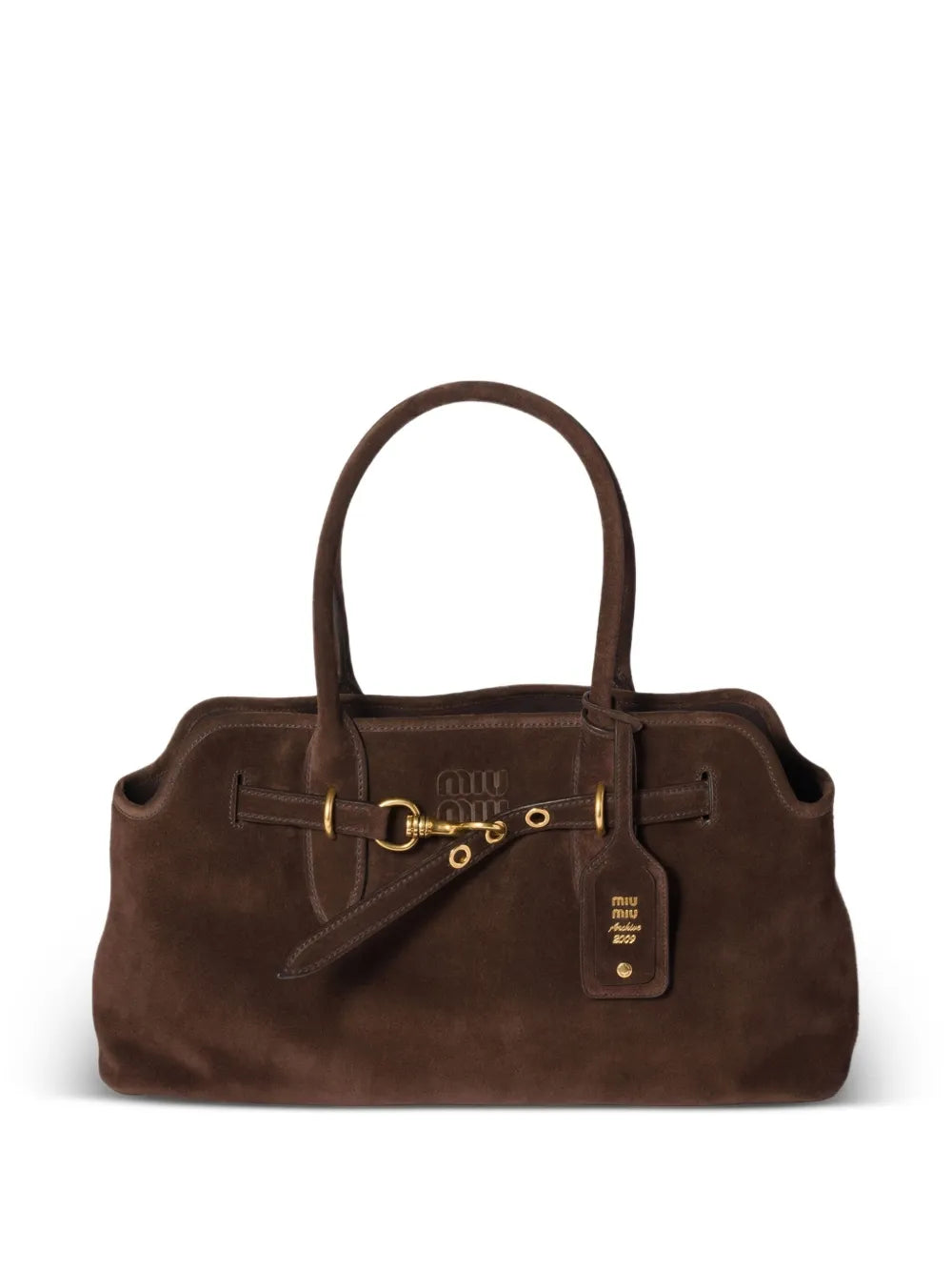 Miu miu aventure suede buckle-fastening tote bag