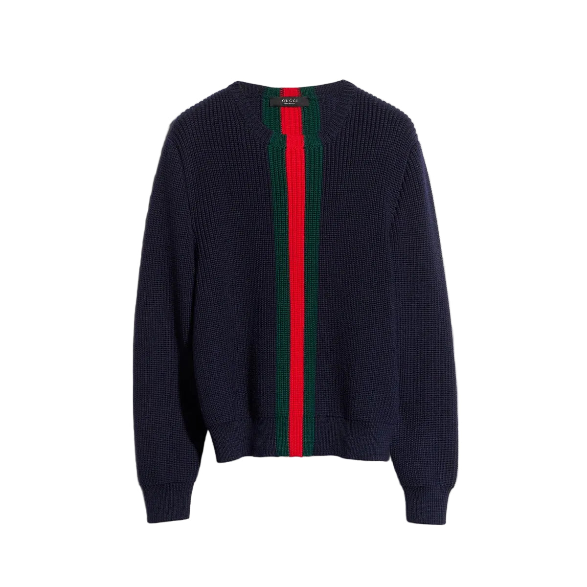 Fine rib wool sweater with web-GUCCI-313462-M-Verso