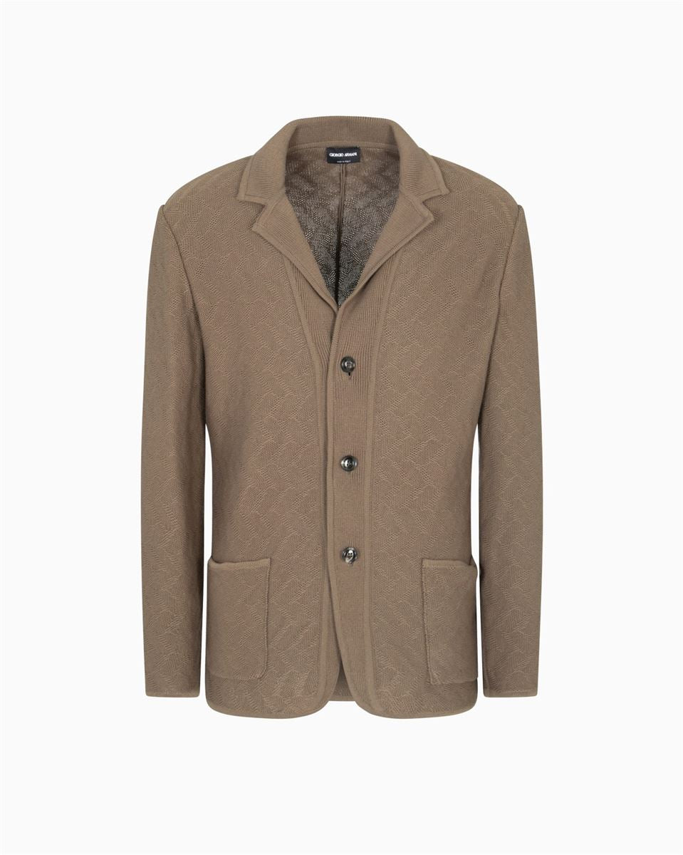 single-breasted jacket in a jacquard cotton knit