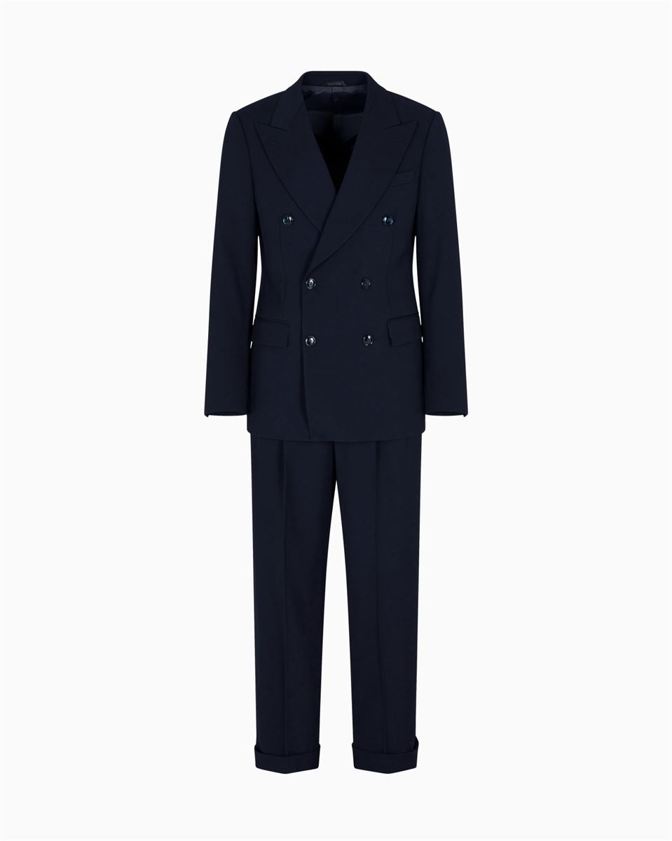 royal line double-breasted suit in canneté wool crêpe