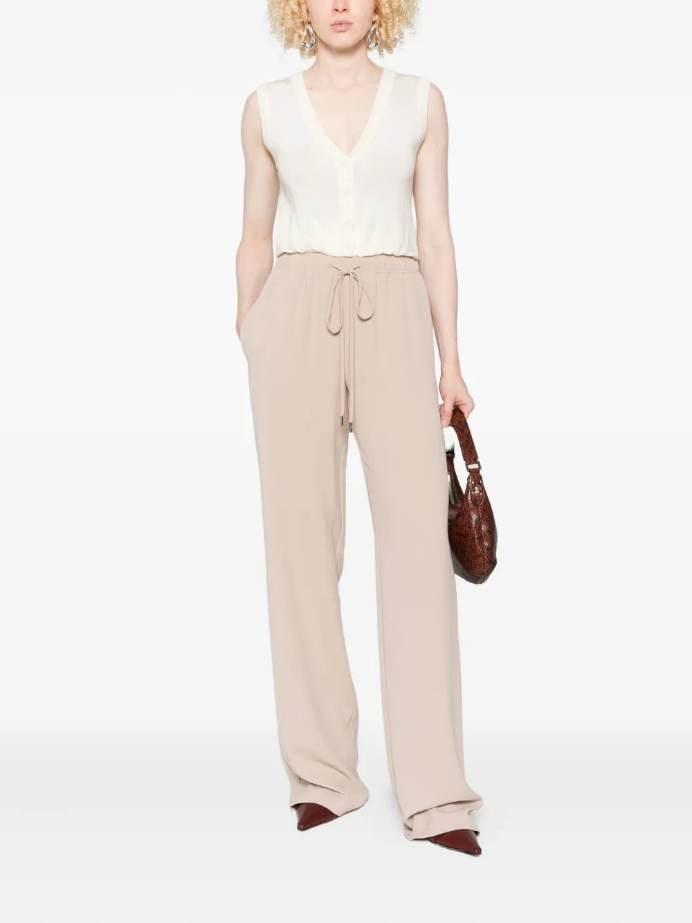 Drawstring wide-leg trousers