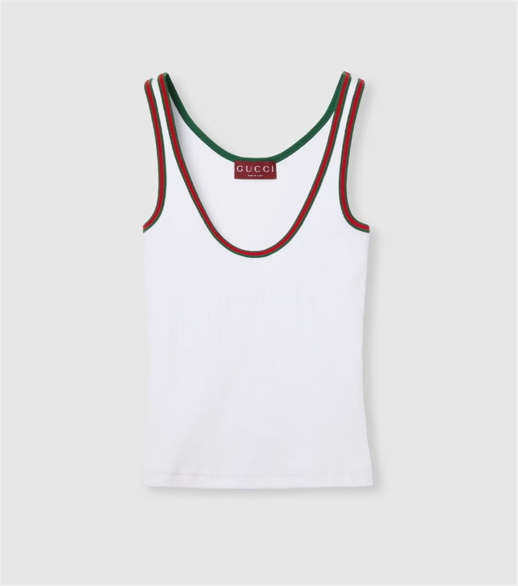COTTON RIB TANK TOP WITH WEB - GUCCI - Verso
