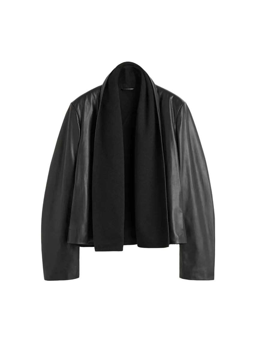 Scarf leather jacket black