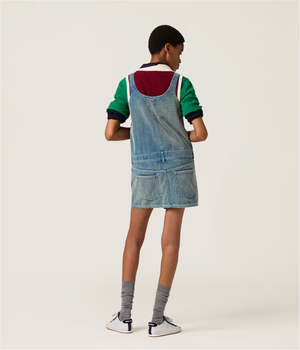 WASHED CORDUROY MINI-DRESS -  MIU MIU -  Verso