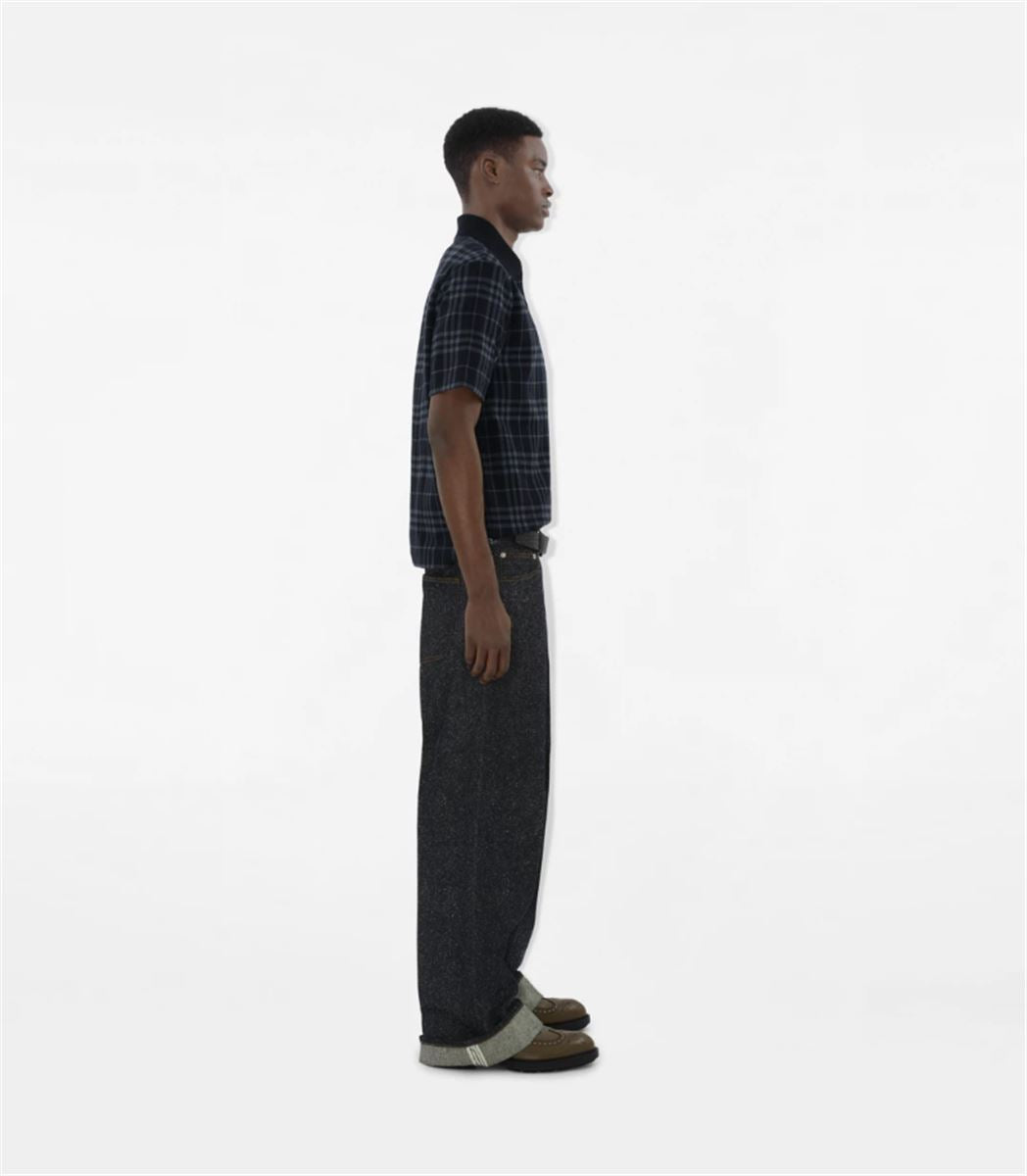CHECK STRETCH COTTON BLEND POLO SHIRT -  BURBERRY -  Verso