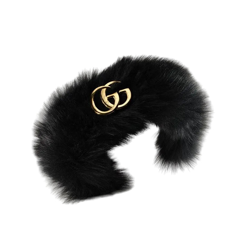 Fuzzy hair band with double g