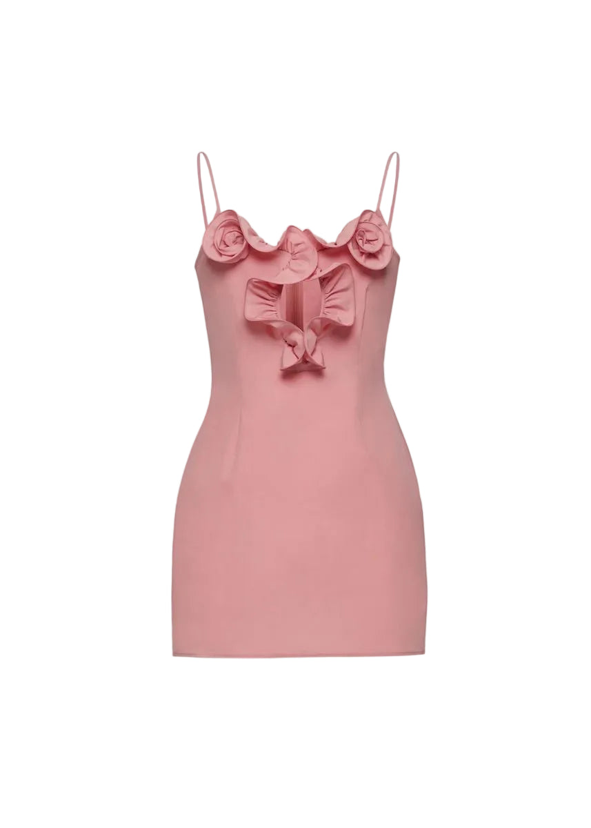 Cotton flower-detail mini beach dress in pink