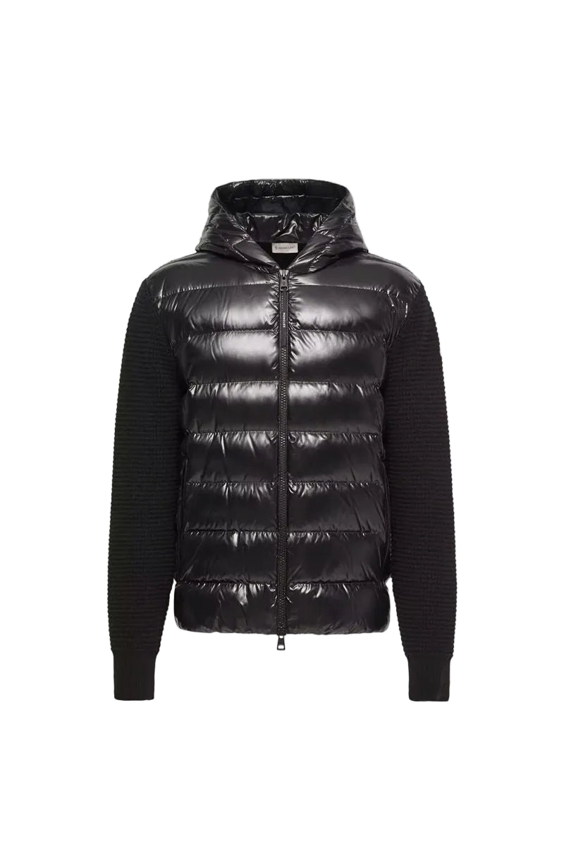 Cashmere & wool blend padded zip-up cardigan