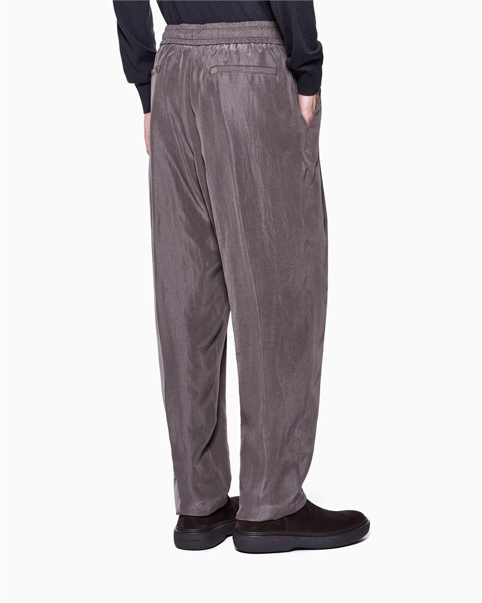 flat-front trousers in faded lyocell canvas