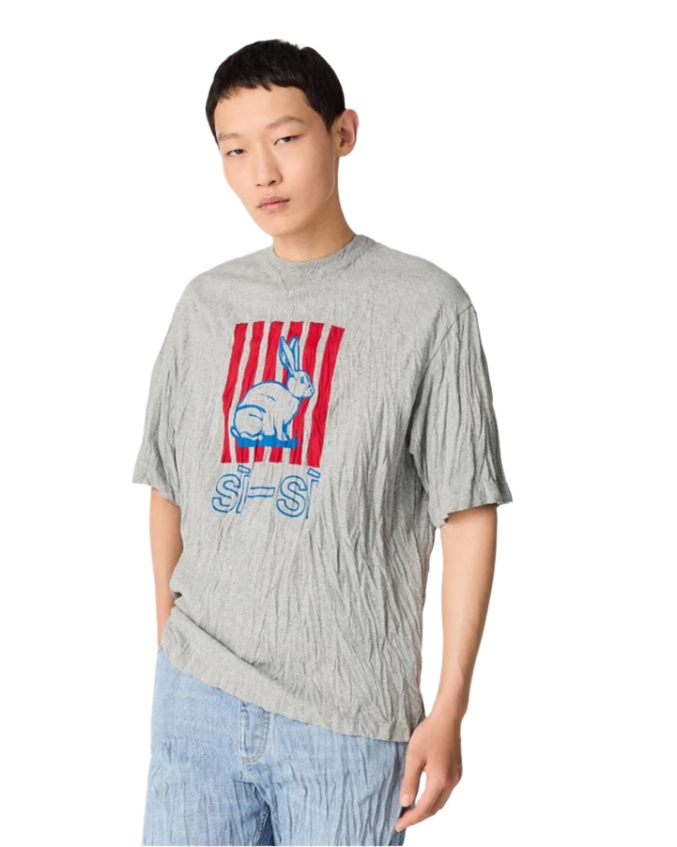 CRUSHED COTTON PRINTED JERSEY T-SHIRT