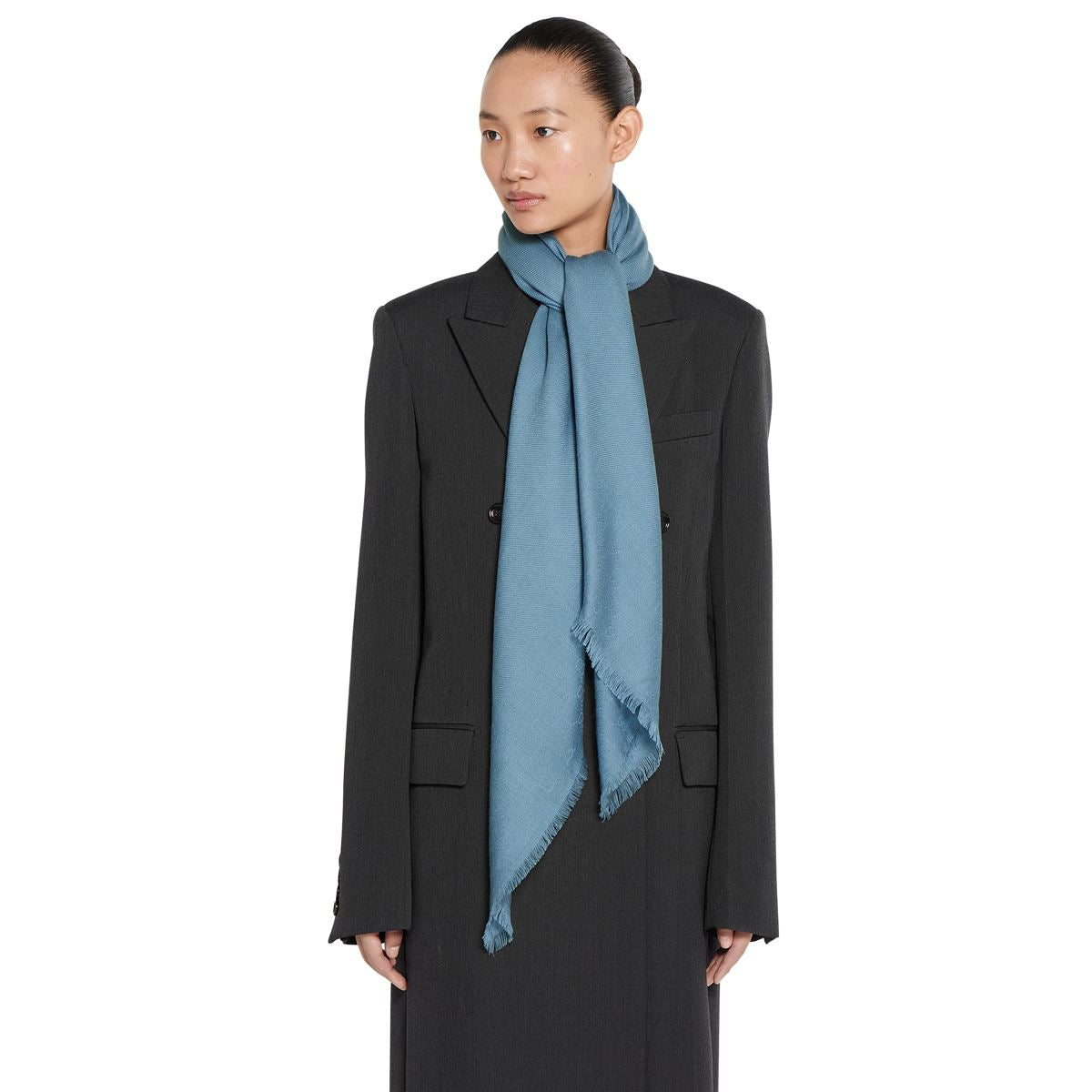 Gg wool silk jacquard shawl-GUCCI-Verso