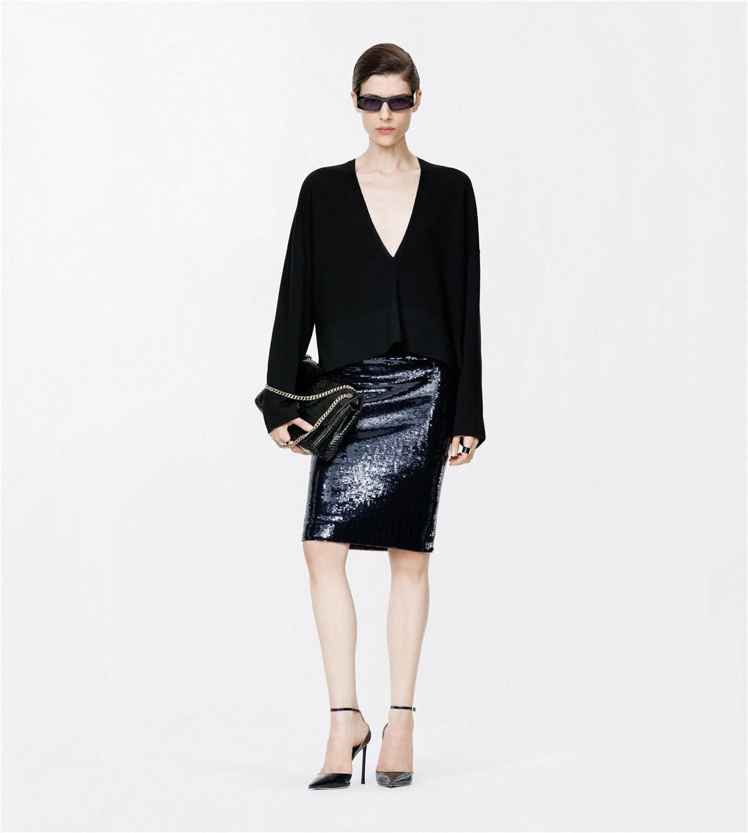 Tulle skirt with paillettes embroidery-TOM FORD-Verso