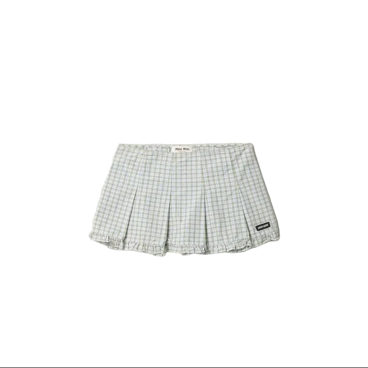 Pleated check miniskirt
