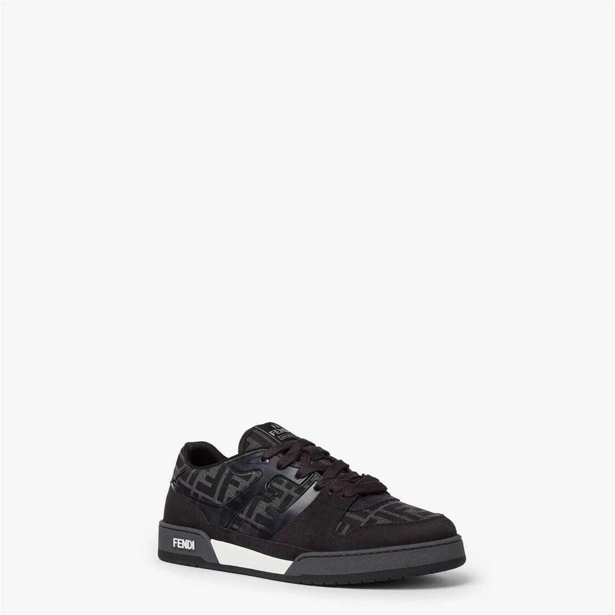 Black ff jacquard and grey suede low-tops-FENDI-Verso