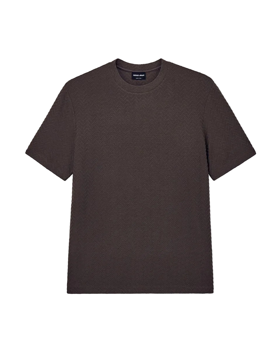 T-shirt regular fit chevron jacquard stretch virgin wool