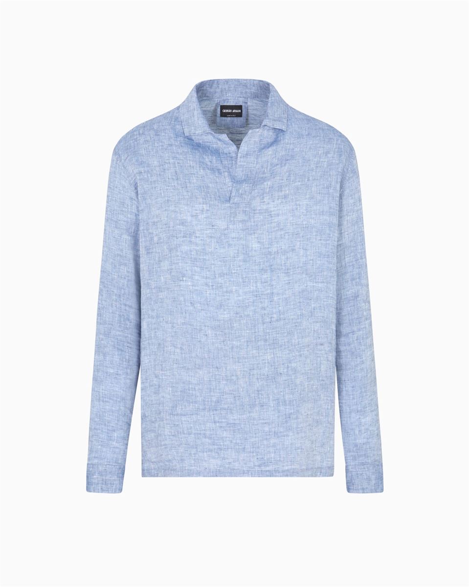 polo shirt in pure linen canvas