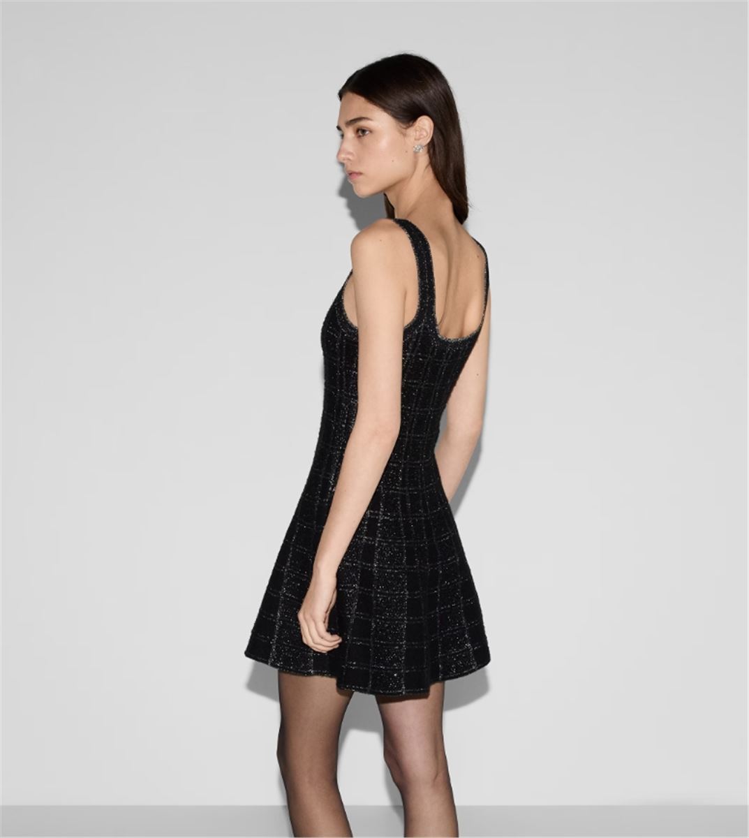 WOOL AND LAMÉ CHECK JACQUARD DRESS - GUCCI - Verso