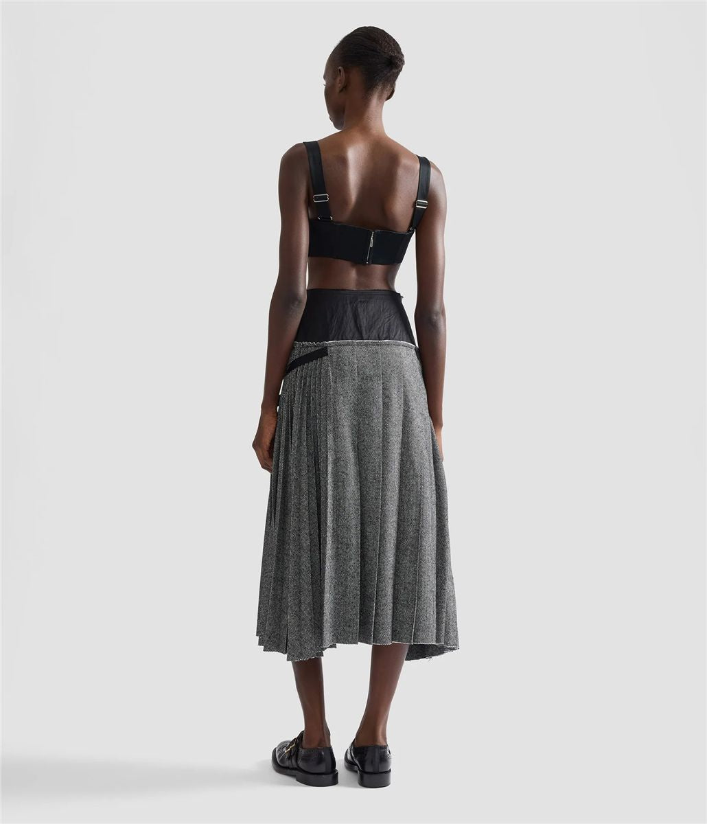 Herringbone a-line pleated midi skirt-ERDEM-Verso