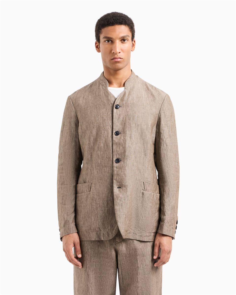 single-breasted jacket in faded linen chambray
