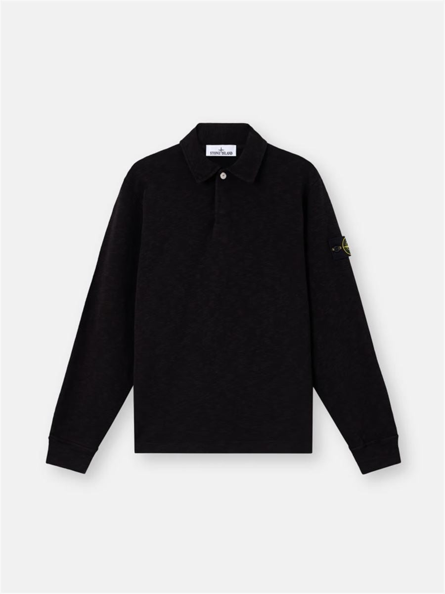Regular-fit polo sweatshirt with snap fastening-STONE ISLAND-Verso