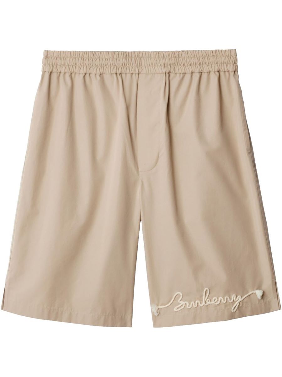 COTTON SHORTS WITH LOGO - BURBERRY - Verso