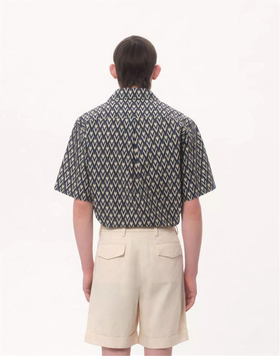 COTTON POPELINE BOWLING SHIRT WITH TOUTE LA V PRINT -  VALENTINO -  Verso