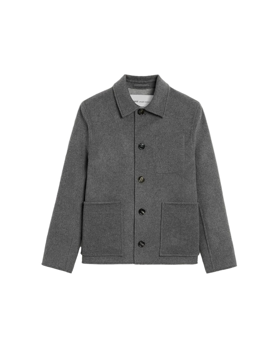 Grey button-down wool and cashmere jacket