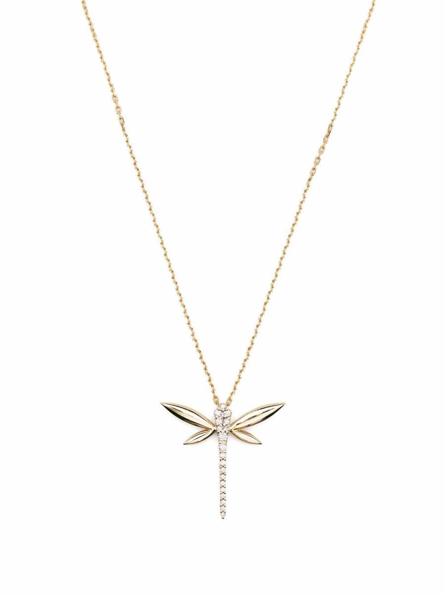 18KT YELLOW GOLD DRAGONFLY DIAMOND PENDANT NECKLACE - ANAPSARA - Verso
