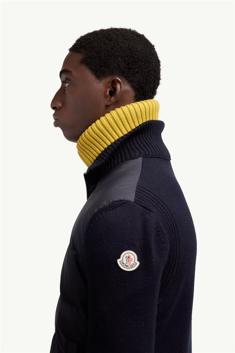 Padded wool zip-up cardigan-MONCLER-Verso