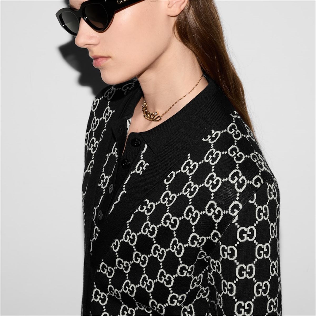 REVERSIBLE GG WOOL JACQUARD CARDIGAN -  GUCCI -  Verso