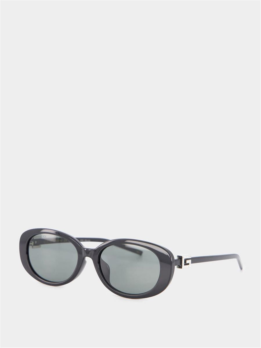 SHINY BLACK OVAL SUNGLASSES - GUCCI - Verso