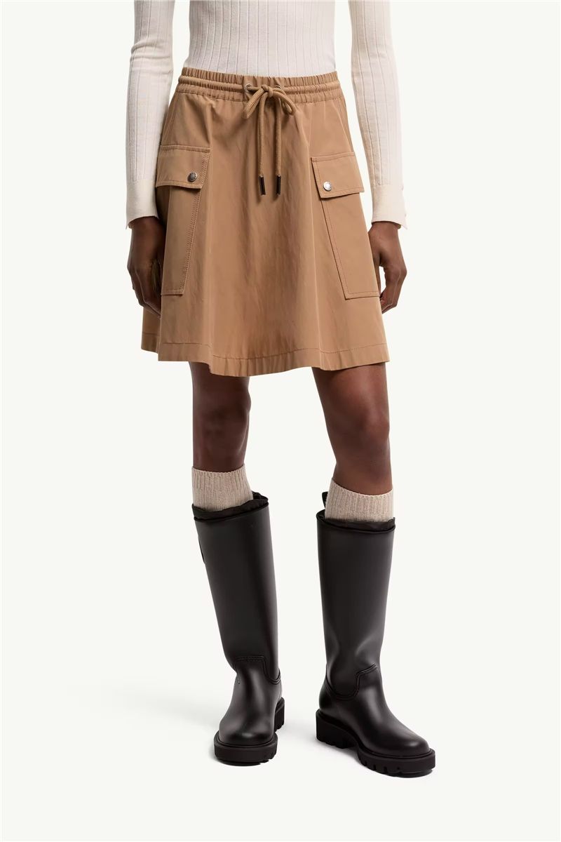 Cotton blend a-line mini skirt-MONCLER-Verso