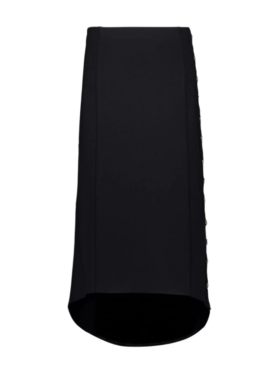 BLACK PUNTO MILANO SKIRT WITH BUTTONS -  GIVENCHY -  Verso