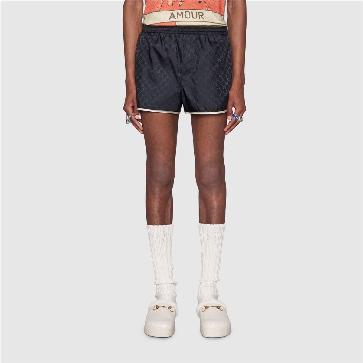 GG NYLON SWIM SHORT WITH BEE - GUCCI - Verso