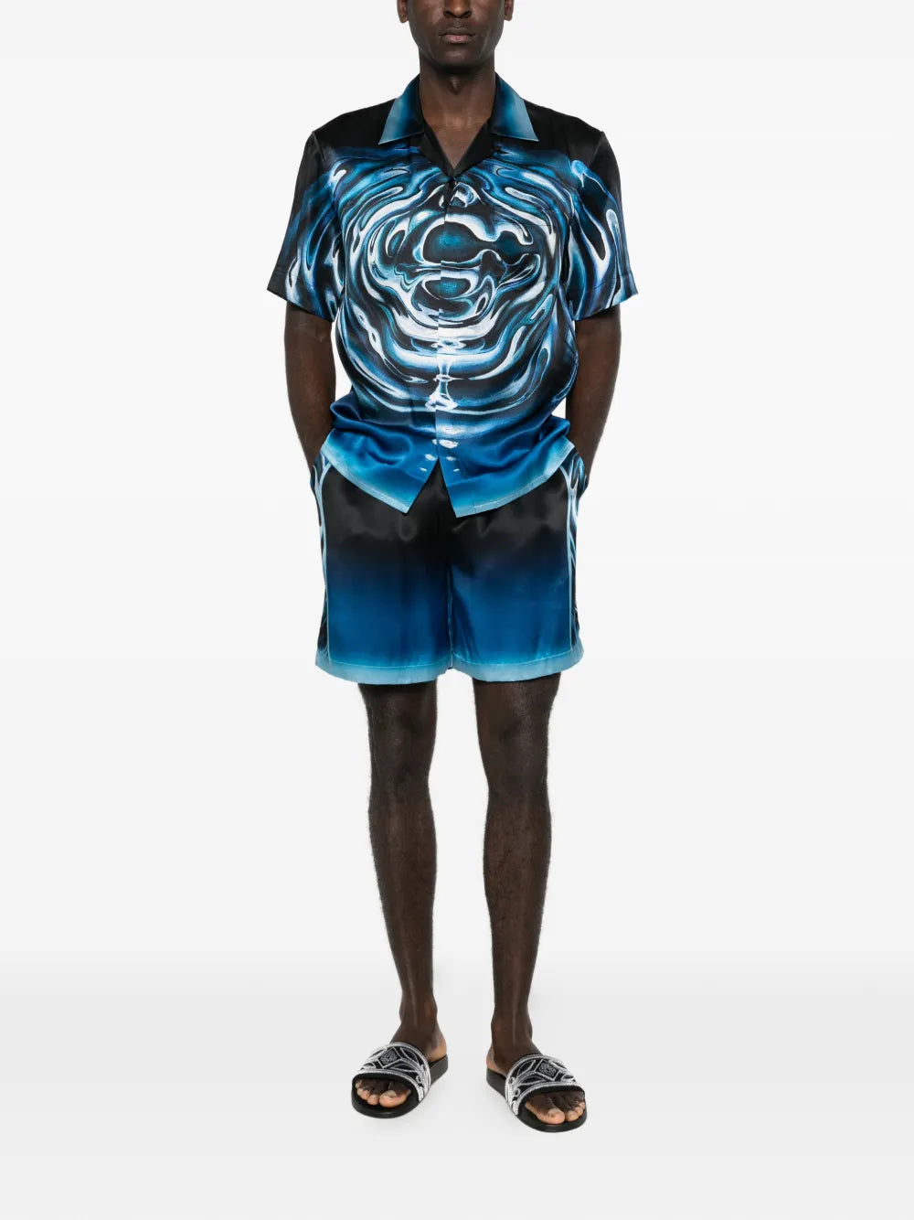 Warped logo silk shorts-CASABLANCA-Verso