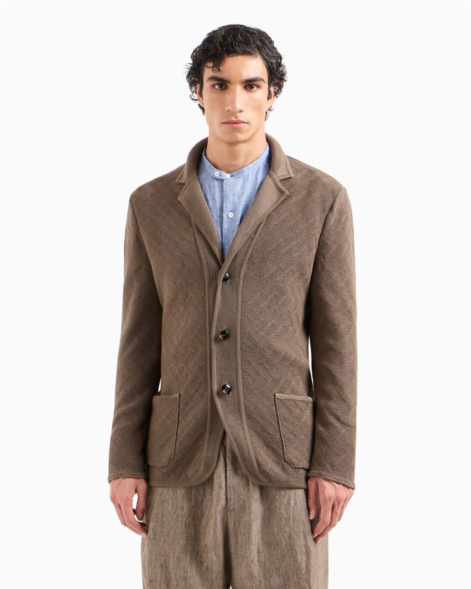 single-breasted jacket in a jacquard cotton knit