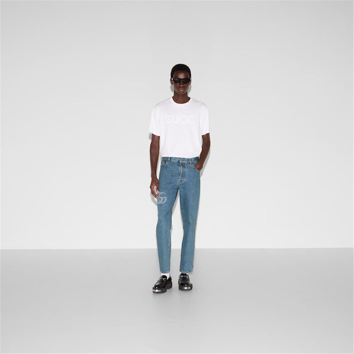 LASERED DOUBLE G DENIM PANT -  GUCCI -  Verso