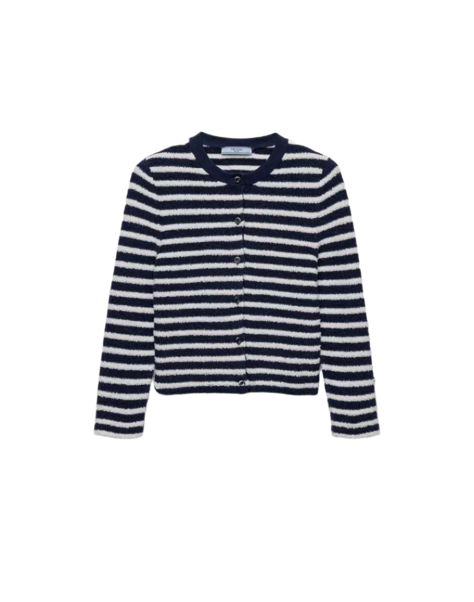 COTTON BOUCLÉ CARDIGAN - PRADA - Verso