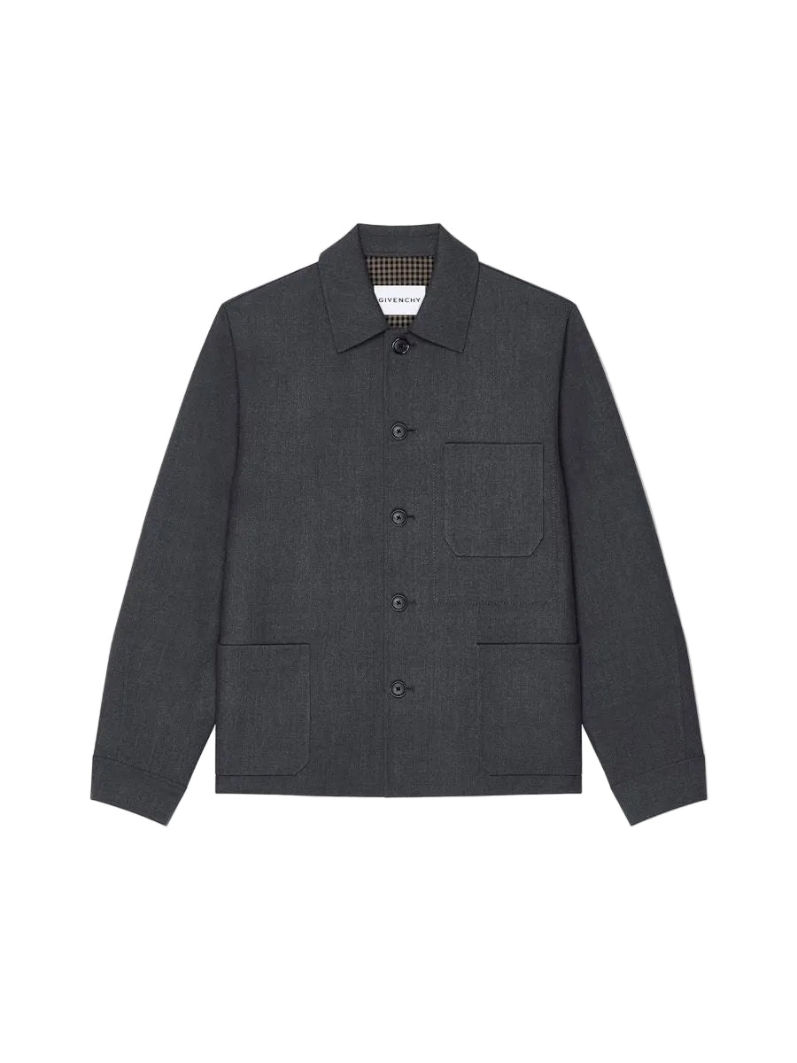 Overshirt in wool with checked reverse-GIVENCHY-310366-48-Verso