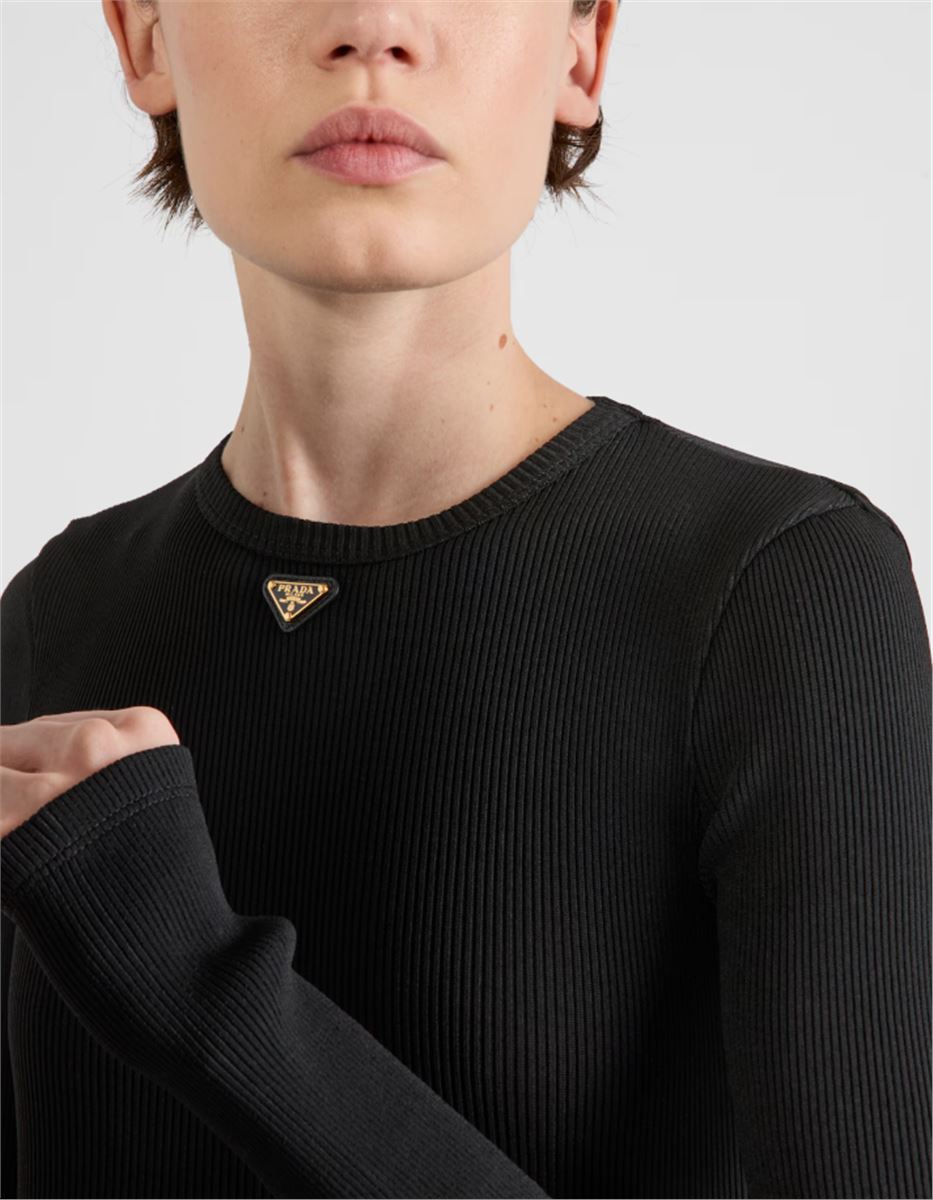 RIBBED KNIT JERSEY TOP -  PRADA -  Verso