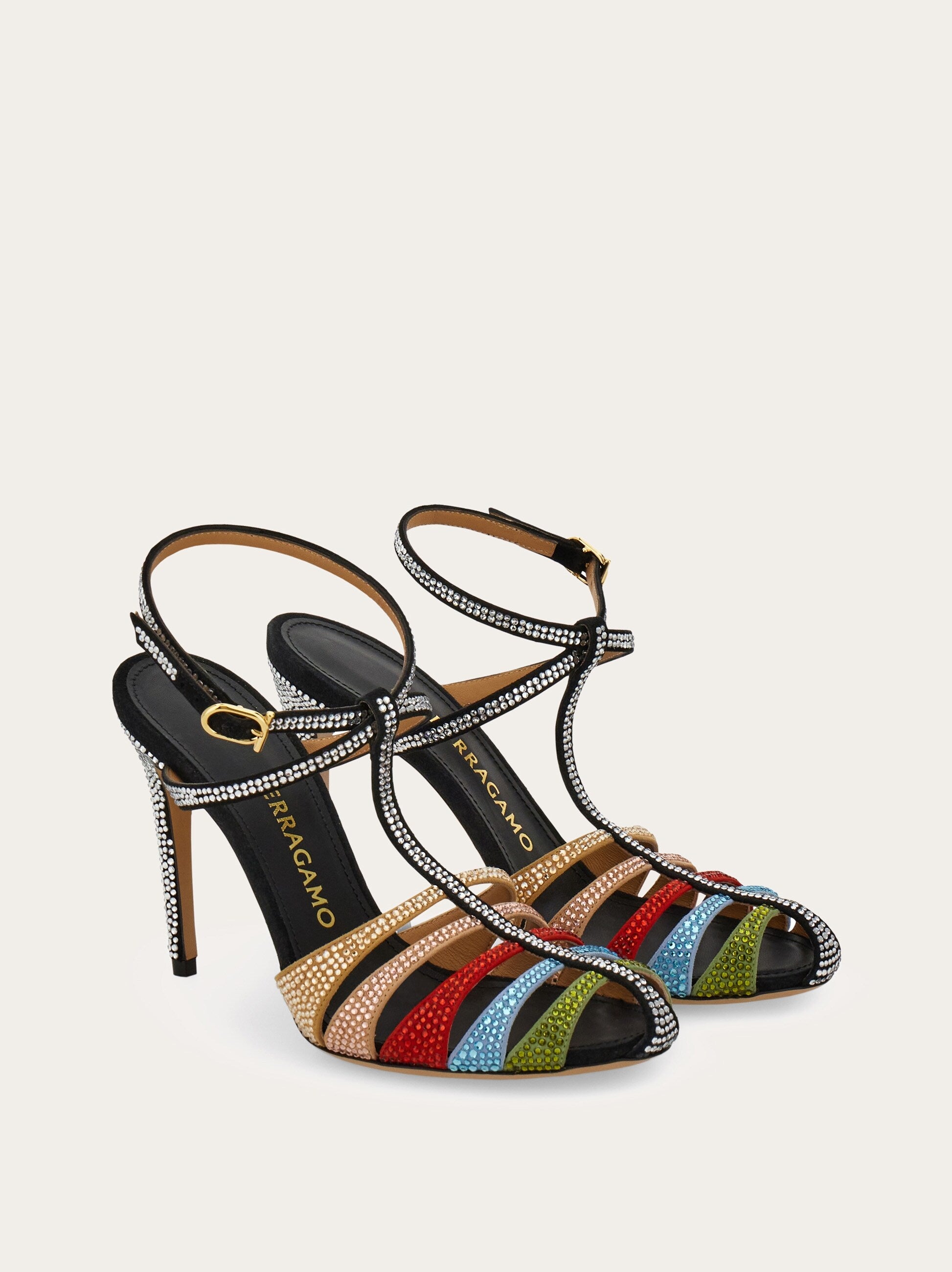 90mm Crystal-embellished Caged Sandals-FERRAGAMO-Verso