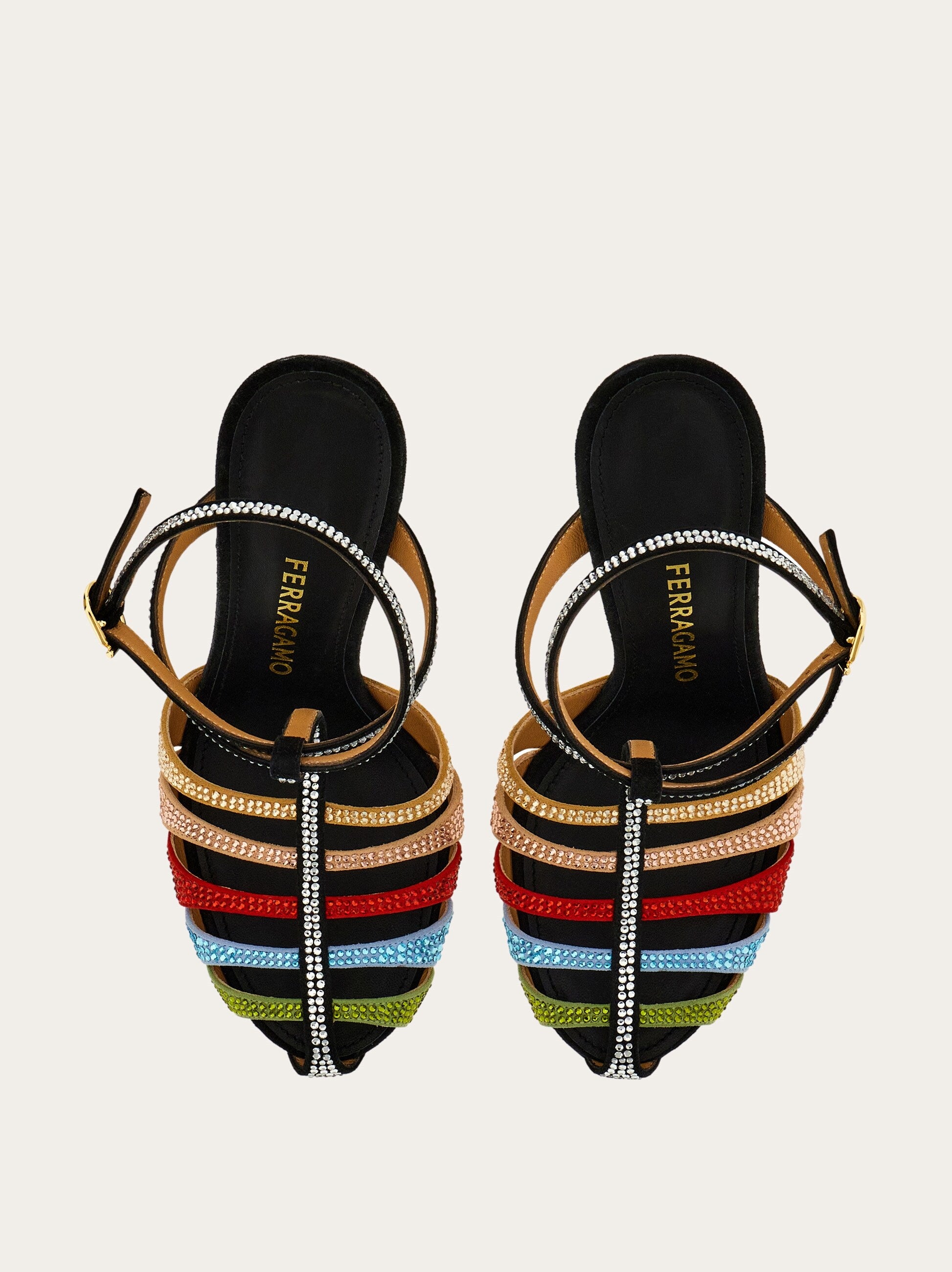 90mm Crystal-embellished Caged Sandals-FERRAGAMO-Verso