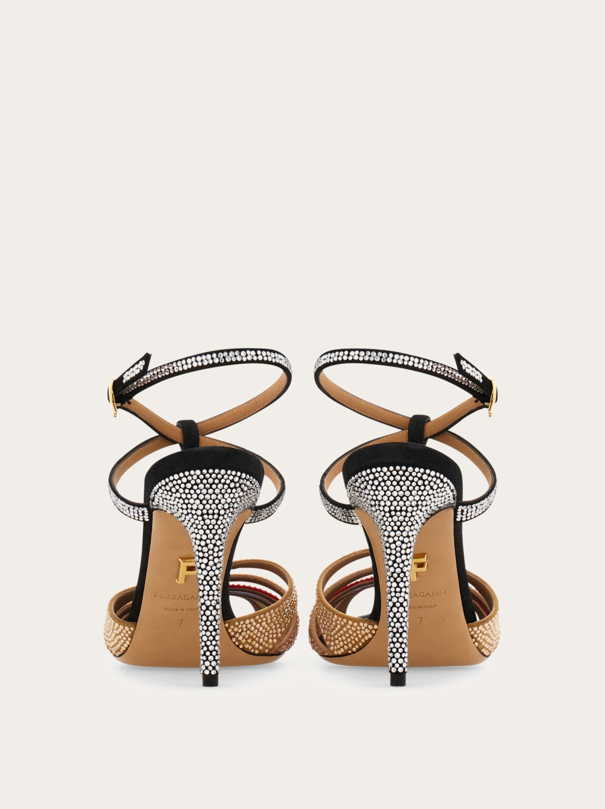 90mm Crystal-embellished Caged Sandals-FERRAGAMO-Verso